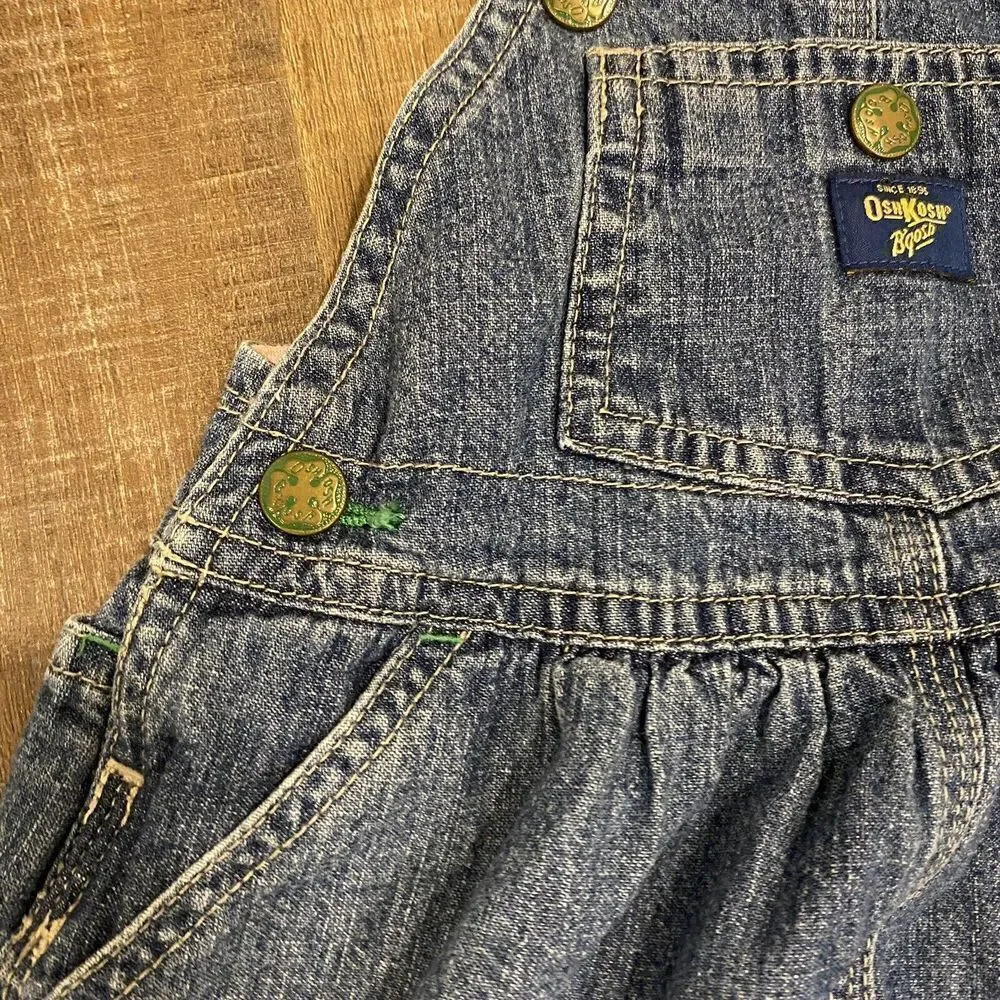 OshKosh Snap Lined Blue Denim Overall Jumper Vestbak‎ Dress Size 12-18 Months